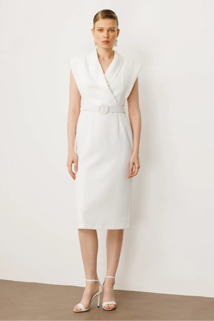 MODAİLGİ Kol Ağzı Boncuk Aksesuar Detaylı Elbise  60015