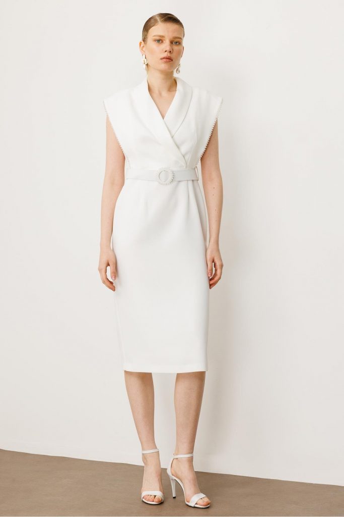 MODAİLGİ Kol Ağzı Boncuk Aksesuar Detaylı Elbise  60015