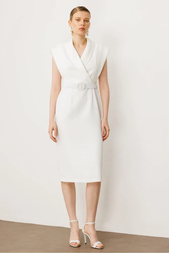 MODAİLGİ Kol Ağzı Boncuk Aksesuar Detaylı Elbise  60015