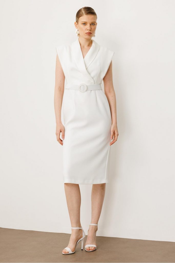 MODAİLGİ Kol Ağzı Boncuk Aksesuar Detaylı Elbise  60015