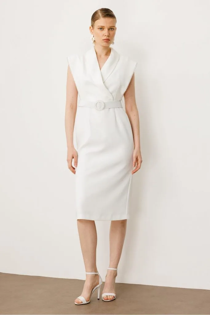 MODAİLGİ Kol Ağzı Boncuk Aksesuar Detaylı Elbise  60015