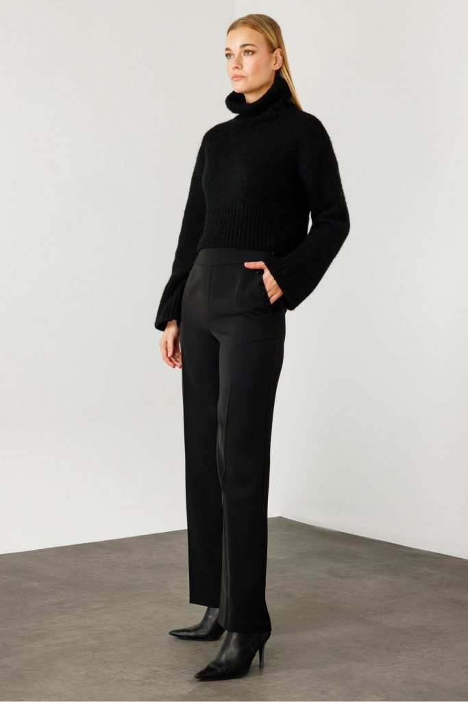 MODAİLGİ Yandan Cepli Düğme Detaylı Bol Paça Pantolon 04104