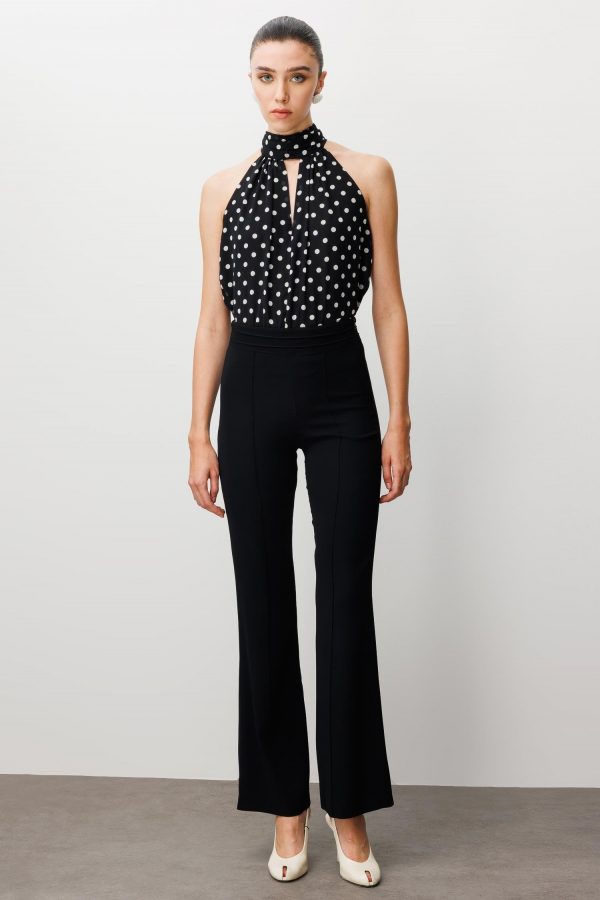 MODAİLGİ Yüksek Bel Nevrüllü İspanyol Paça Pantolon  4042