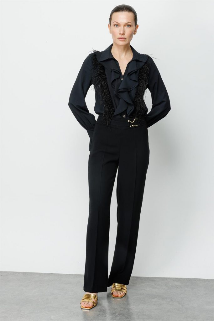 MODAİLGİ Beli Metal Toka Detaylı Pantolon  4043 - Siyah