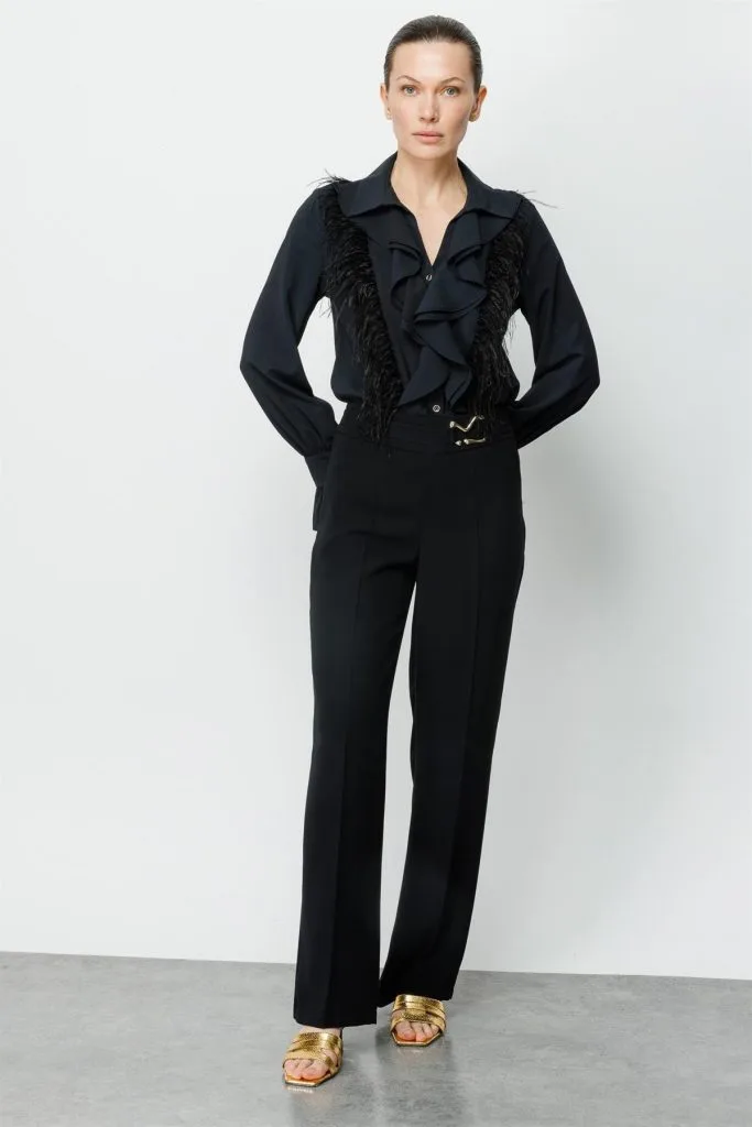 MODAİLGİ Beli Metal Toka Detaylı Pantolon  4043 - Siyah