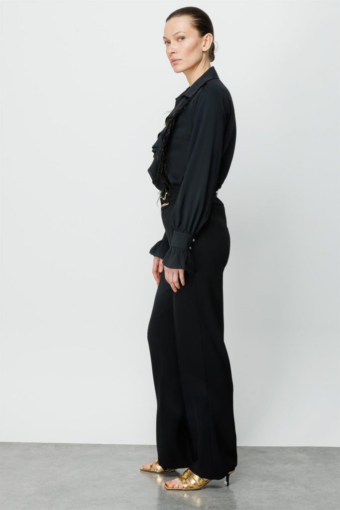 MODAİLGİ Beli Metal Toka Detaylı Pantolon  4043 - Siyah