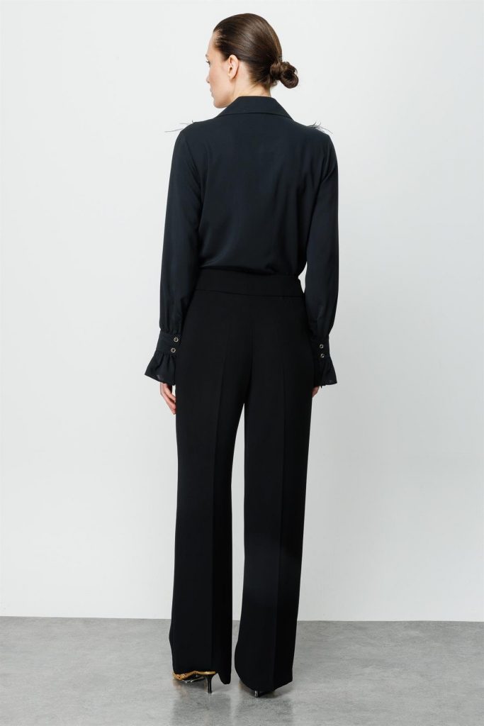 MODAİLGİ Beli Metal Toka Detaylı Pantolon  4043 - Siyah