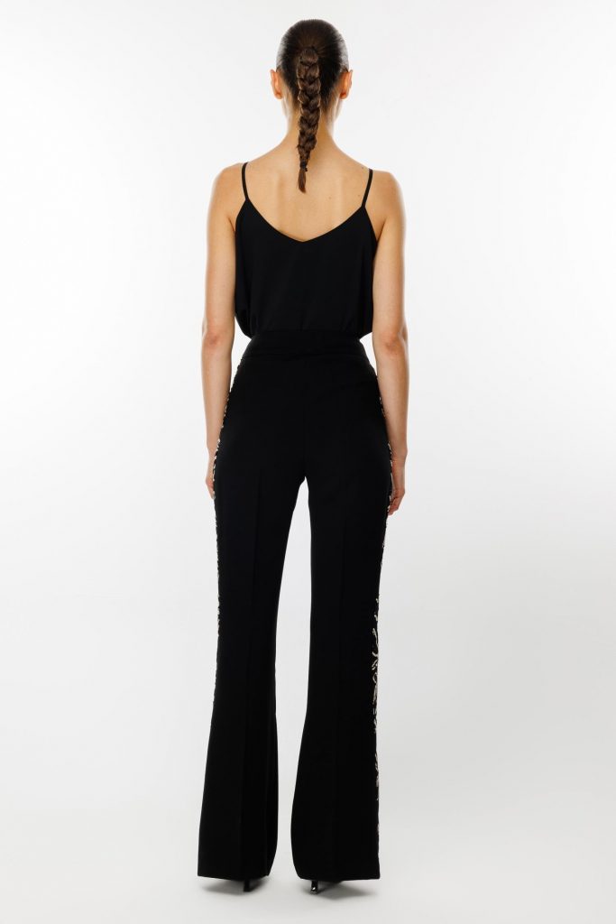 MODAİLGİ Yanları Güpür Şeritli Pantolon 4143 - Siyah