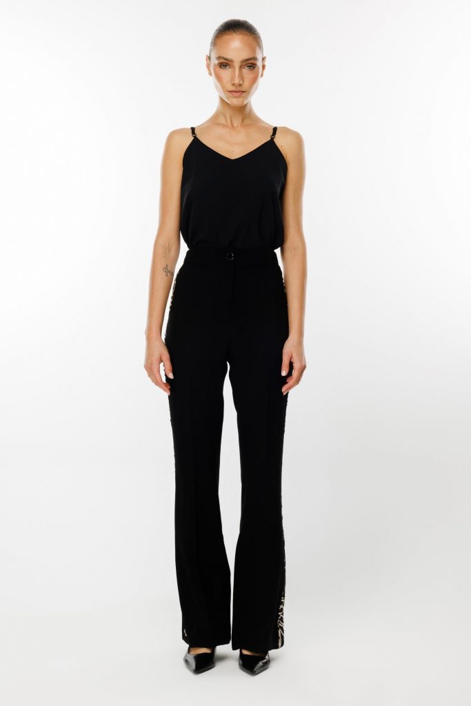 MODAİLGİ Yanları Güpür Şeritli Pantolon 4143 - Siyah