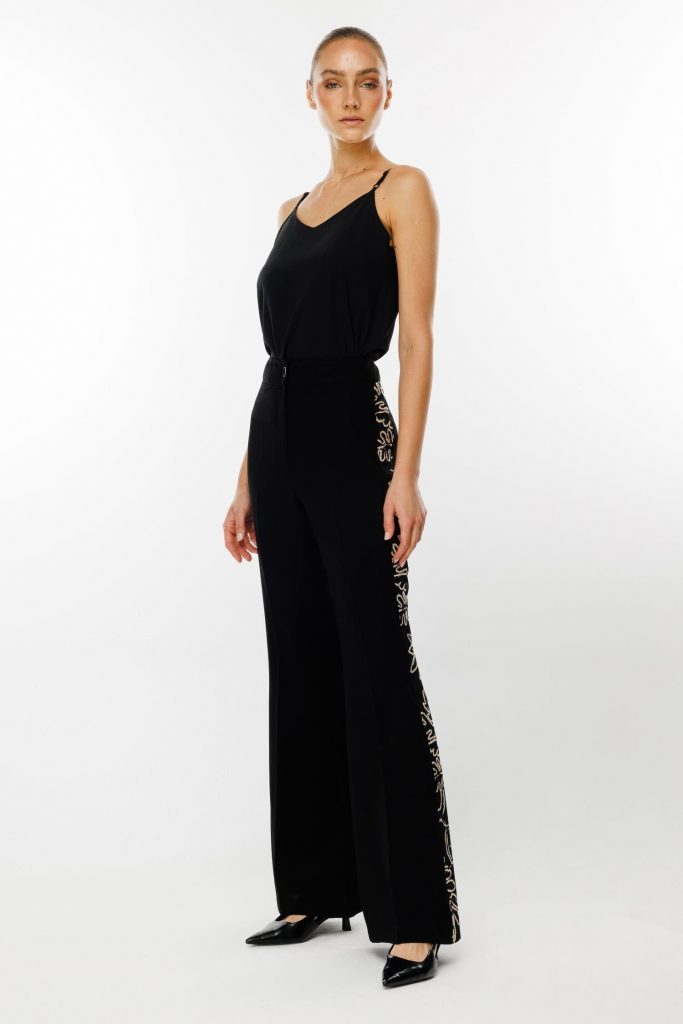 MODAİLGİ Yanları Güpür Şeritli Pantolon 4143 - Siyah