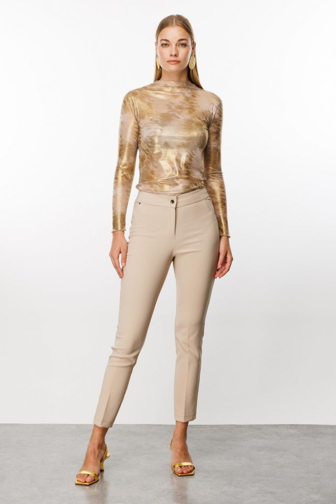 MODAİLGİ Yan Cep Dar Paça Pantolon  4515 - TAŞ