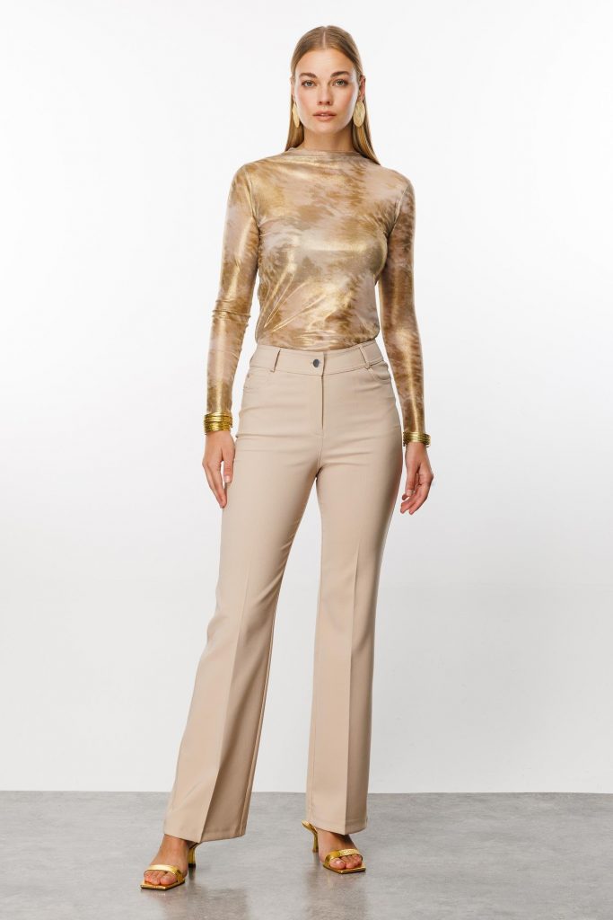 MODAİLGİ Beş Cep İspanyol Paça Pantolon  4517 - TAŞ