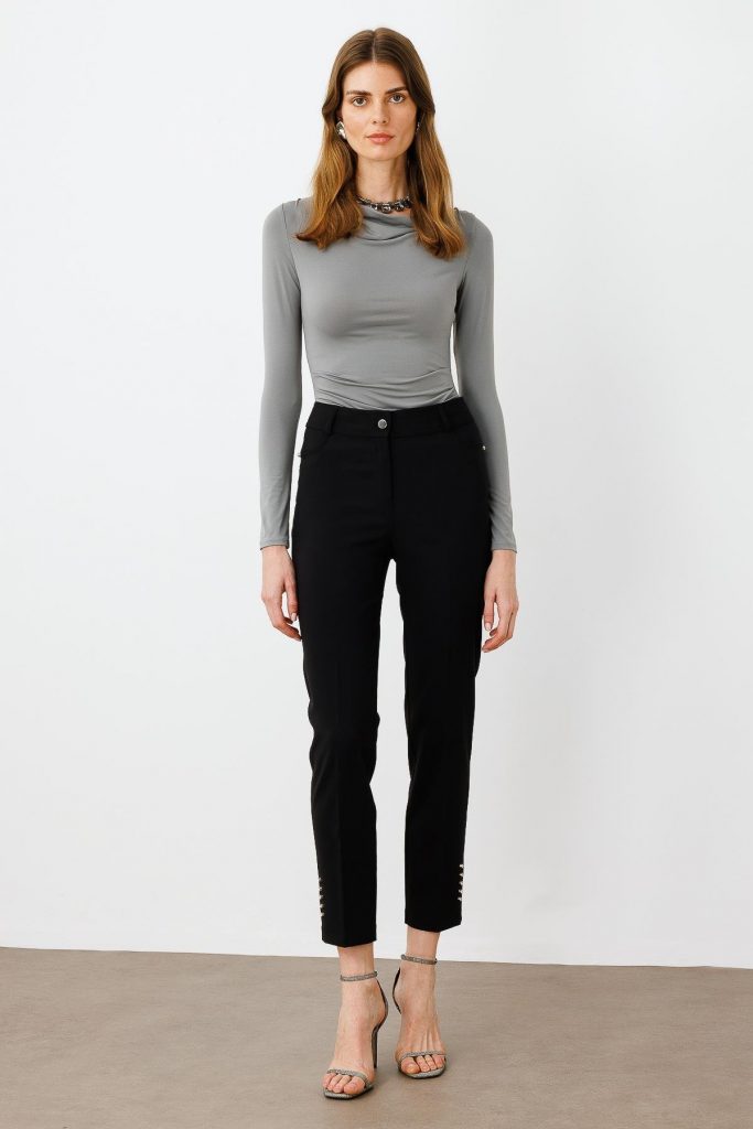 MODAİLGİ Rivet Taşlı Dar Paça Pantolon  4519 - Siyah