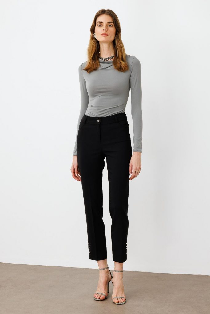 MODAİLGİ Rivet Taşlı Dar Paça Pantolon  4519 - Siyah