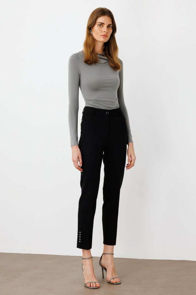 MODAİLGİ Rivet Taşlı Dar Paça Pantolon  4519 - Siyah