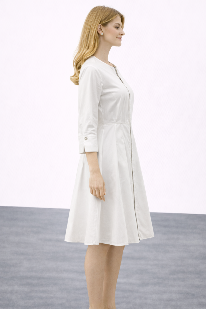 NOCTURNE Önden Fermuarlı Elbise 2395 - Beyaz