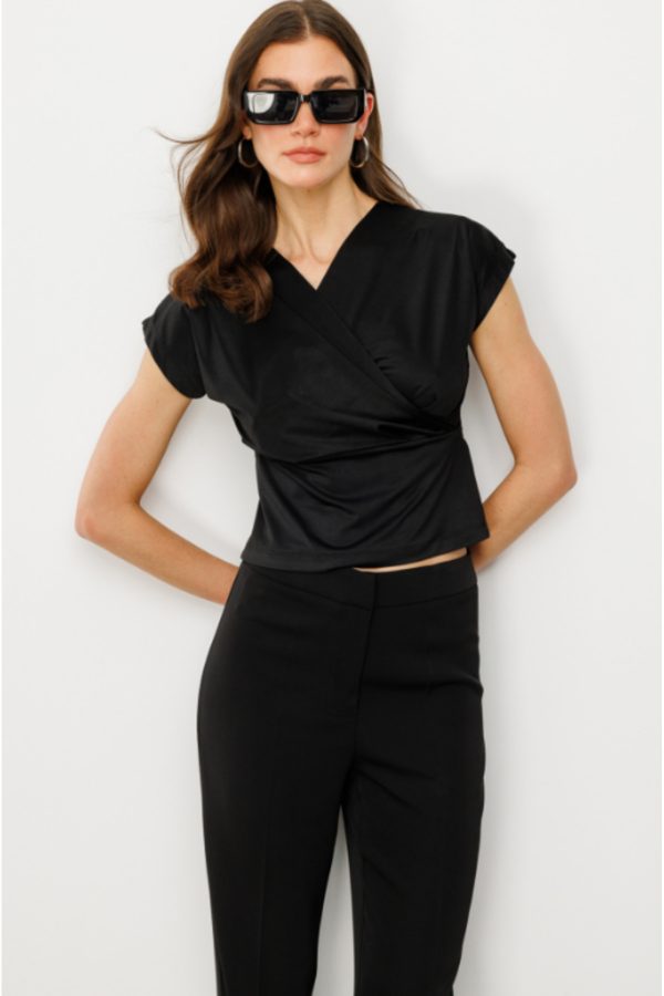 ON TRİKO  Kruvaze Yaka Kısa Kol Bluz  51533