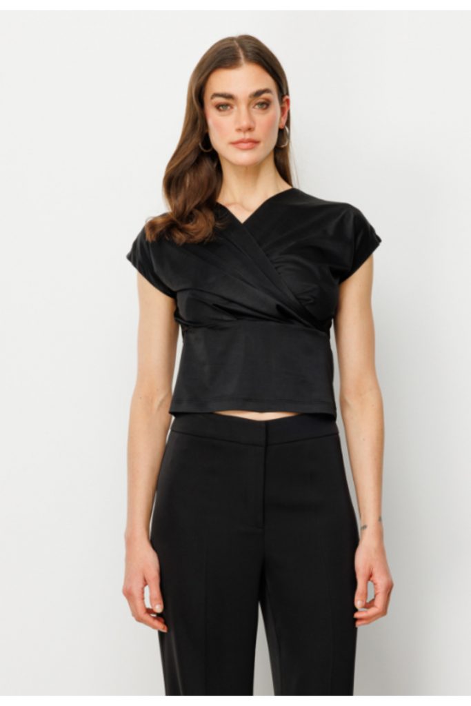 ON TRİKO  Kruvaze Yaka Kısa Kol Bluz  51533