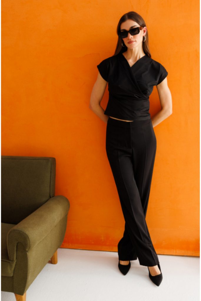 ON TRİKO  Kruvaze Yaka Kısa Kol Bluz  51533