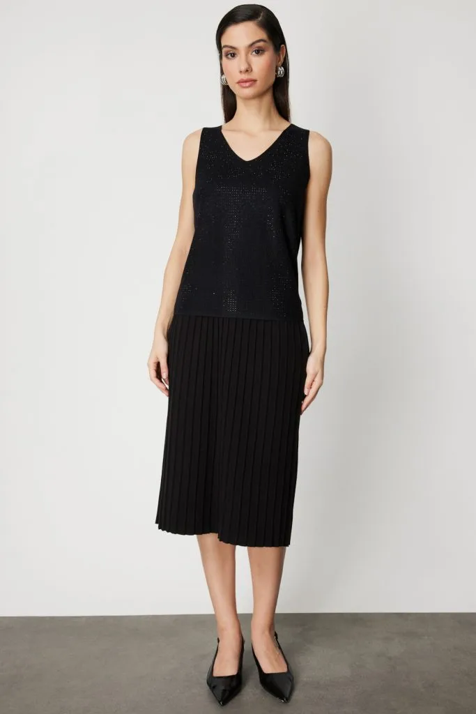 ON TRİKO Taşlı V Yaka Triko Bluz 60437