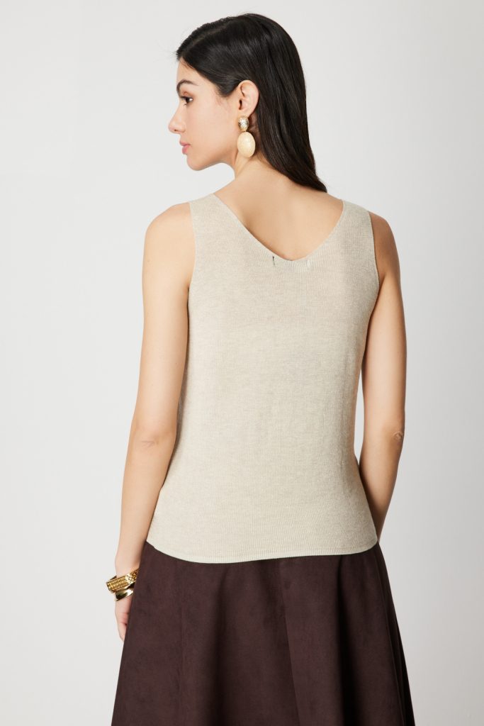 ON TRİKO Taşlı V Yaka Triko Bluz 60437 - BEJ