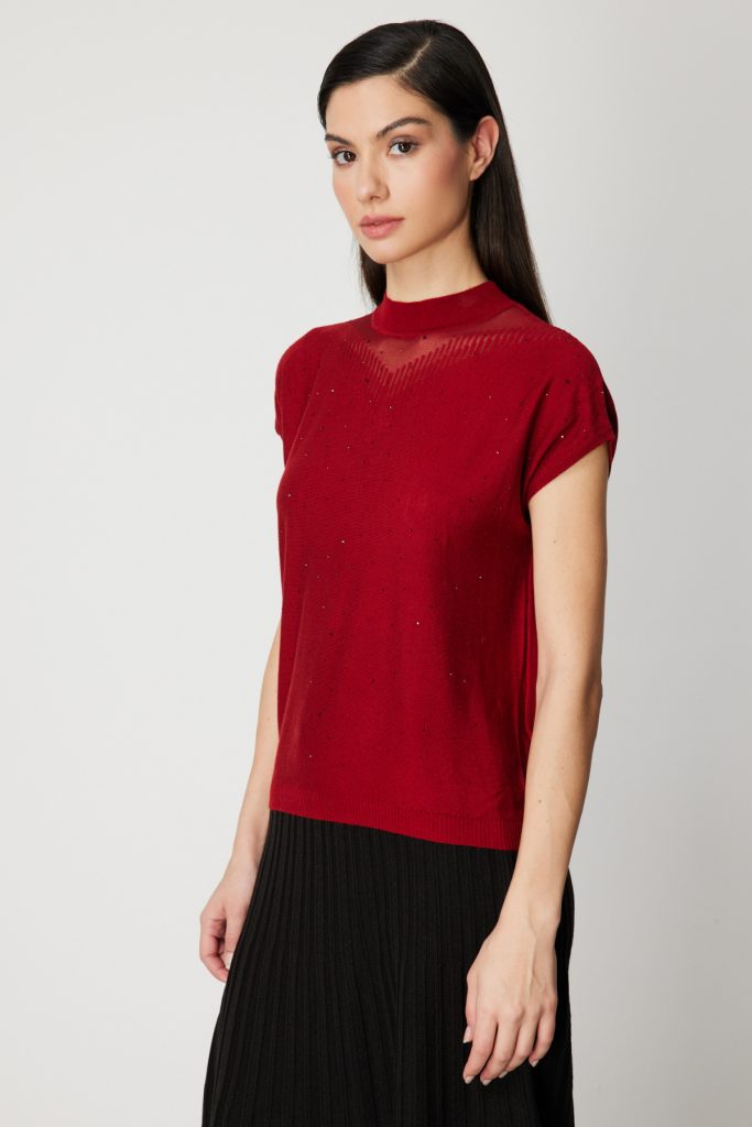 ON TRİKO Transparan Detaylı Taşlı Bluz 60439