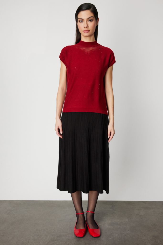 ON TRİKO Transparan Detaylı Taşlı Bluz 60439