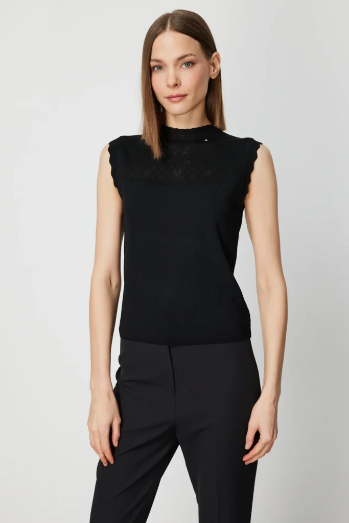 ON TRİKO Fitilli Kolsuz Bluz 60441