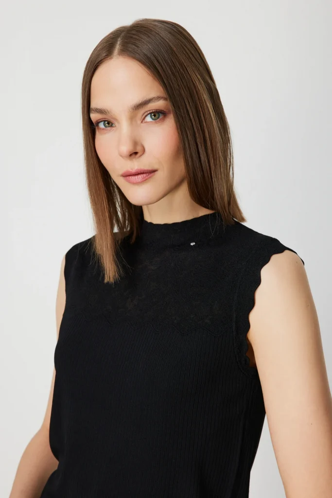 ON TRİKO Fitilli Kolsuz Bluz 60441