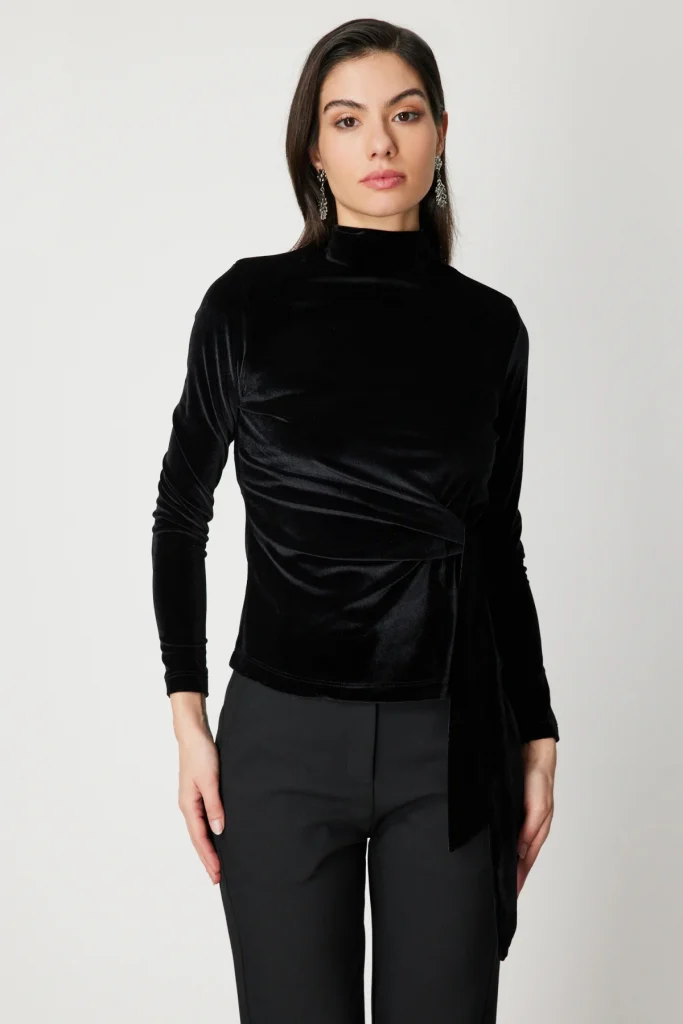 ON TRİKO Beli Bağlamalı Dokulu Bluz 61473