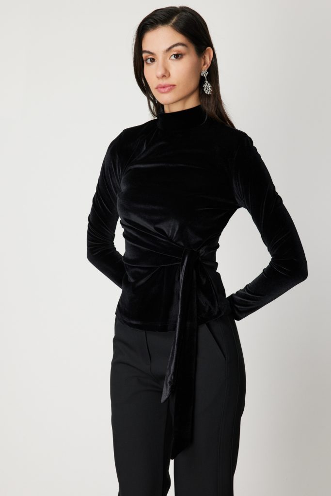 ON TRİKO Beli Bağlamalı Dokulu Bluz 61473