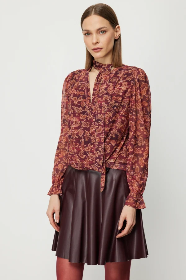 ON TRİKO Yakası Fularlı Leopar Desenli Bluz 62310