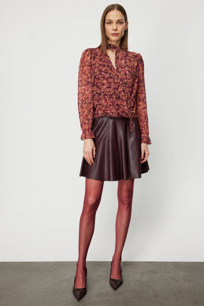 ON TRİKO Yakası Fularlı Leopar Desenli Bluz 62310