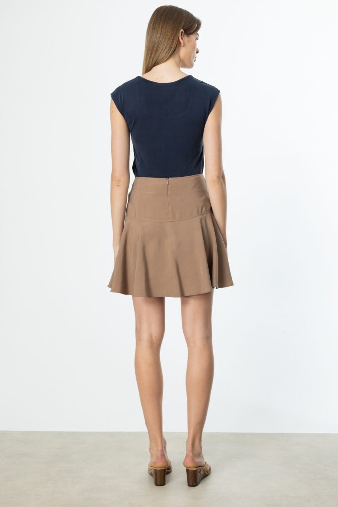 ON TRİKO Volanlı Mini Etek 54207 - camel