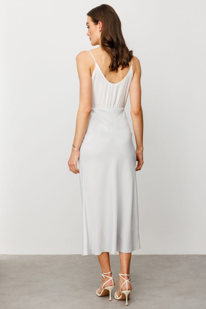 ON TRİKO Beli Lastikli Saten Etek  54212 - GRİ