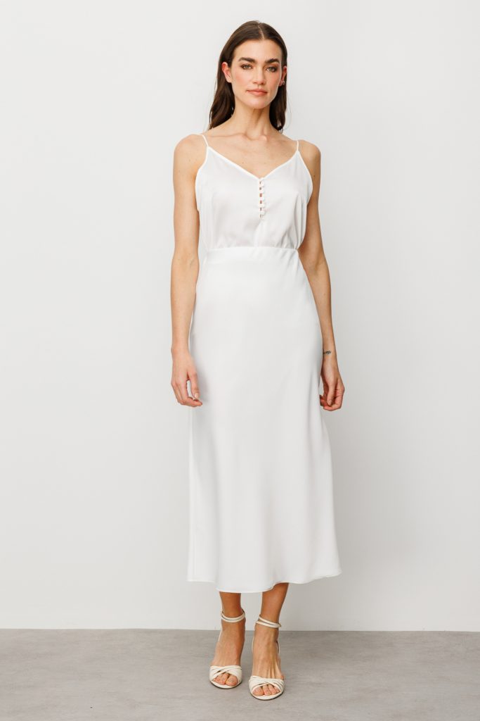 ON TRİKO Beli Lastikli Saten Etek  54212 - EKRU