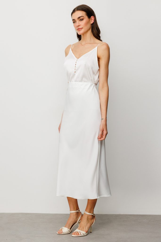 ON TRİKO Beli Lastikli Saten Etek  54212 - EKRU