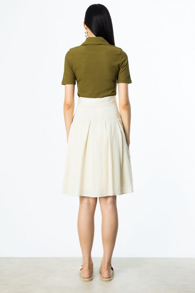 On Çizgili Pileli Etek 54221 - vanilya