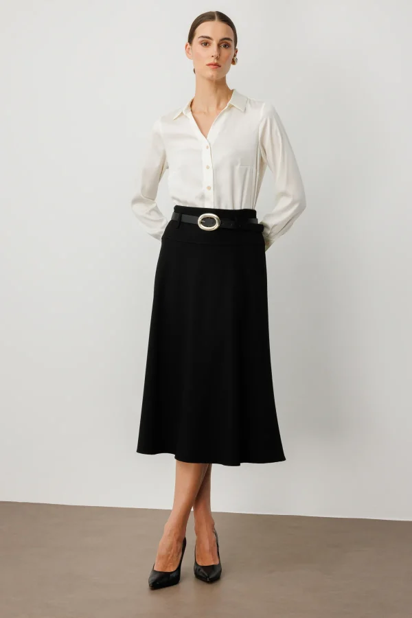 ON TRİKO Kemerli Midi Boy Etek 64219