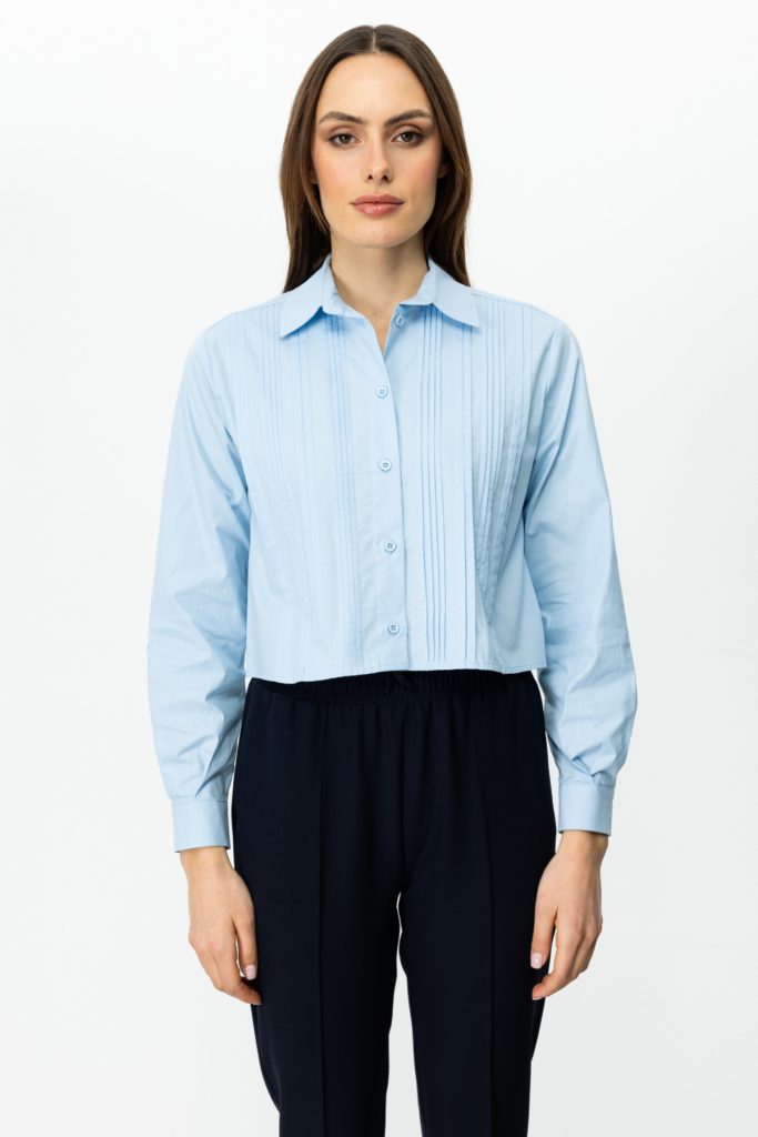 ON TRİKO Nervürlü Uzun Kol Gömlek  52311 - MAVİ