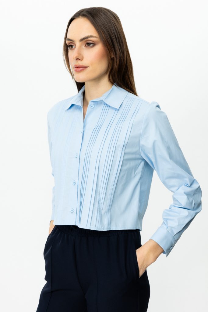 ON TRİKO Nervürlü Uzun Kol Gömlek  52311 - MAVİ