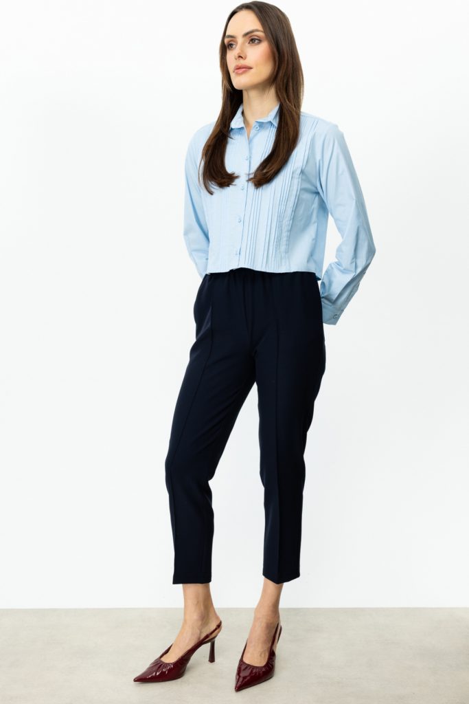 ON TRİKO Nervürlü Uzun Kol Gömlek  52311 - MAVİ