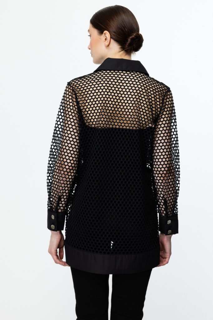 ON TRİKO Fileli Kapak Cepli Gömlek 56454 - Siyah