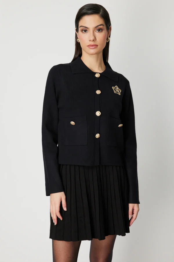 ON TRİKO Yıldız İşlemeli Torba Cepli Hırka 60926