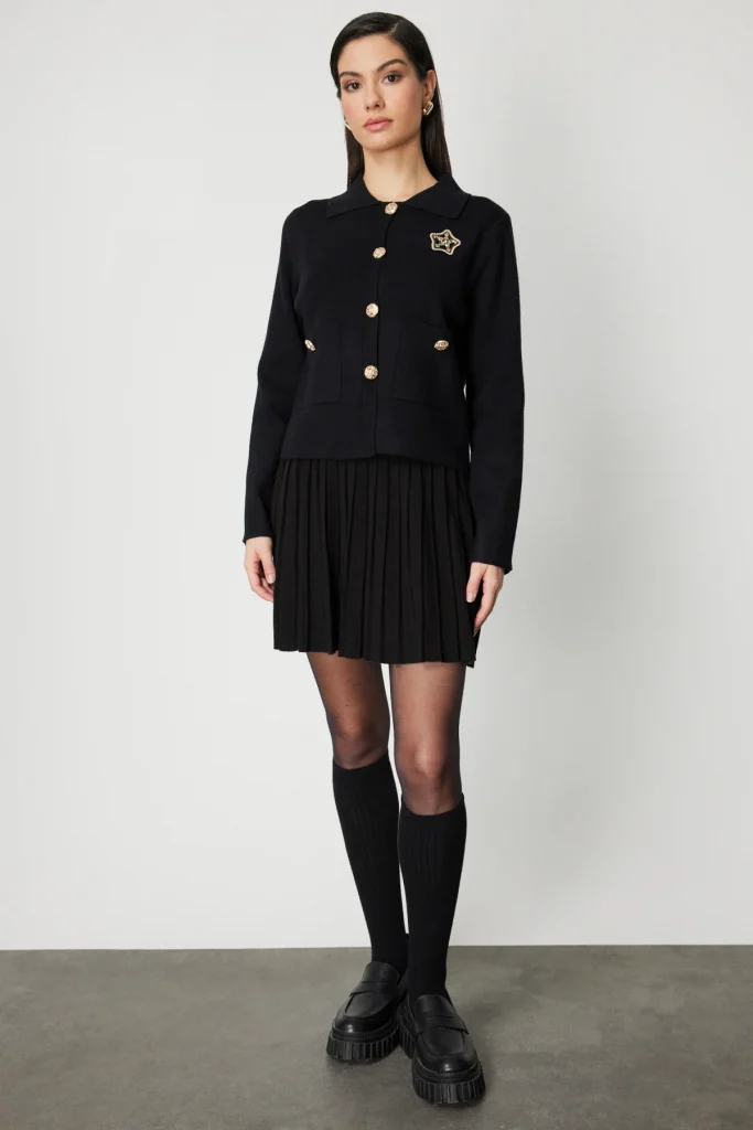 ON TRİKO Yıldız İşlemeli Torba Cepli Hırka 60926