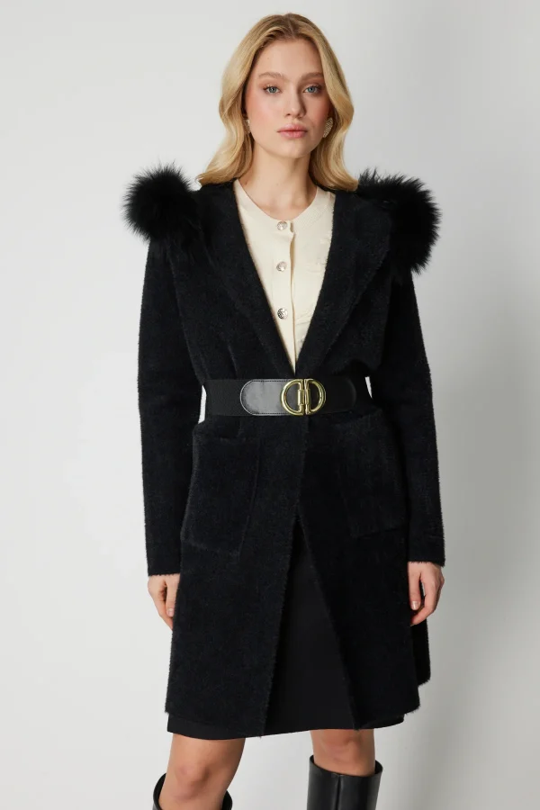 ON TRİKO Yakası Kürklü Peluş Hırka 63911