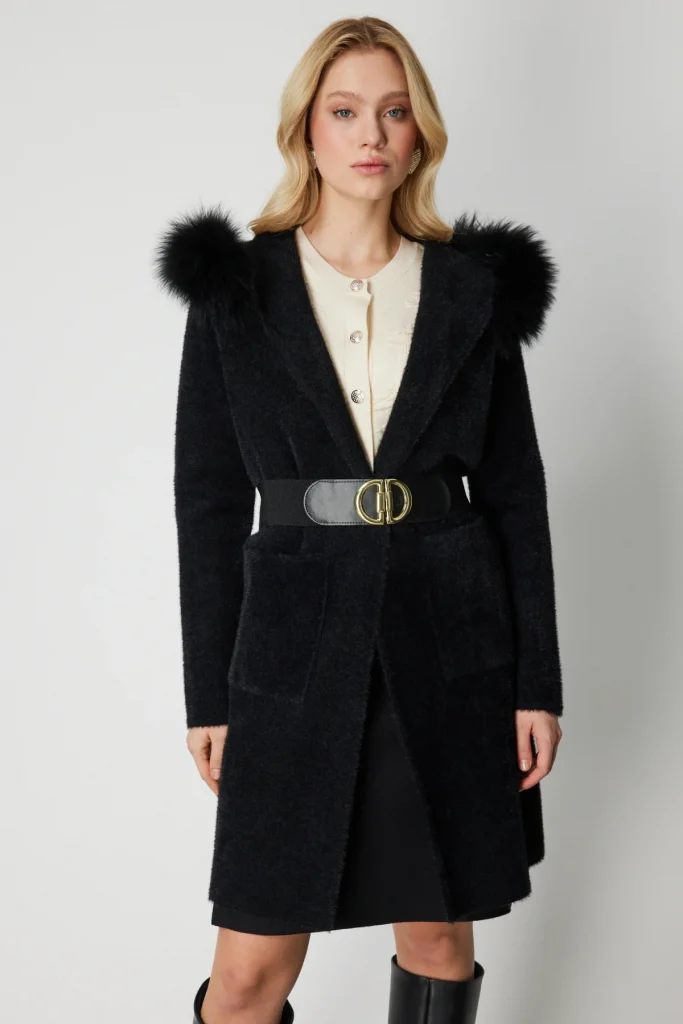 ON TRİKO Yakası Kürklü Peluş Hırka 63911