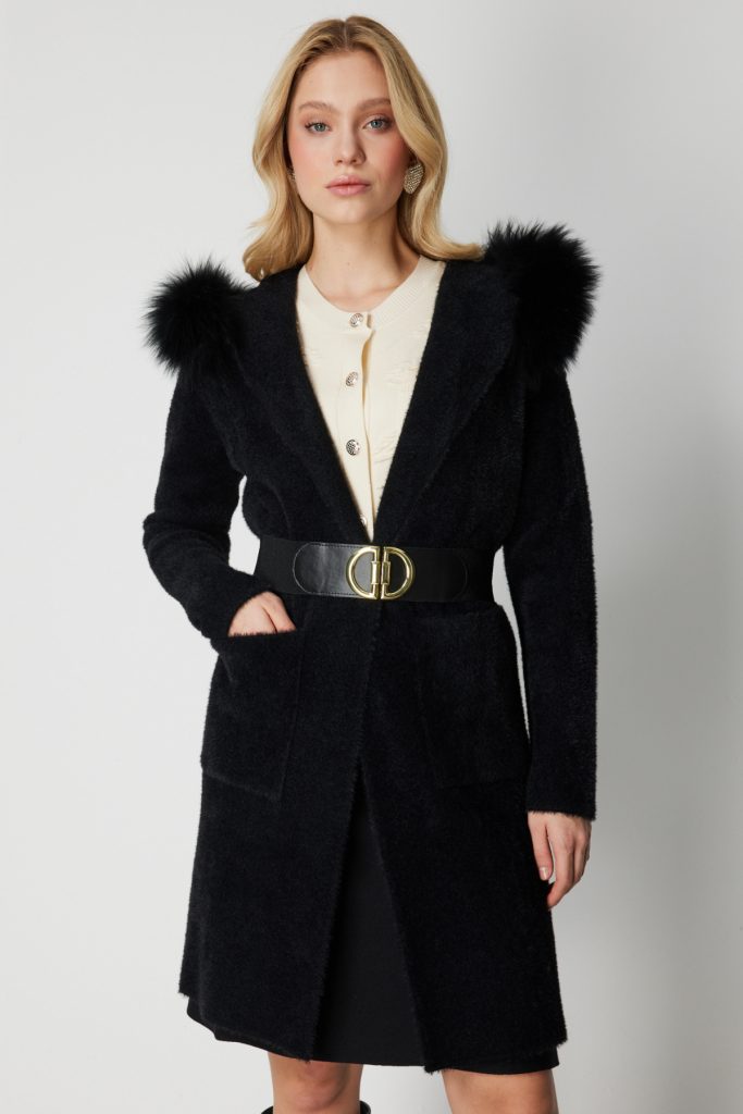 ON TRİKO Yakası Kürklü Peluş Hırka 63911