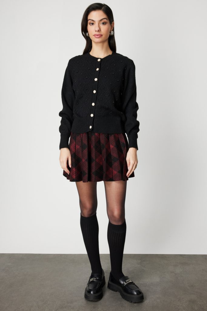 ON TRİKO İnci Düğmeli Triko Hırka 63922 - Siyah