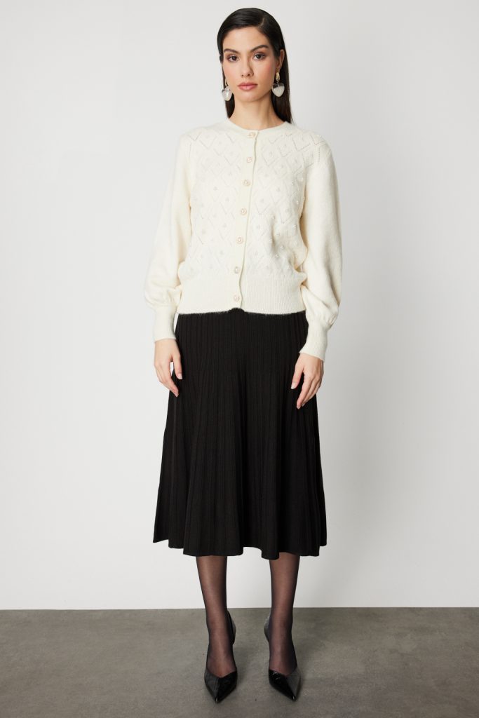 ON TRİKO İnci Düğmeli Triko Hırka 63922 - EKRU